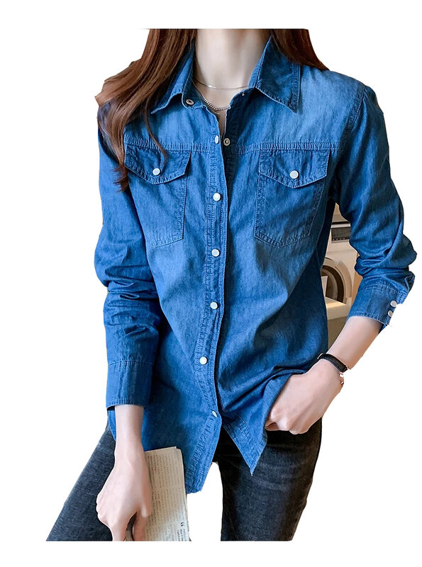 Camicia di jeans donna 2021 primavera e autunno nuova tendenza giacca camicia fondo sottile