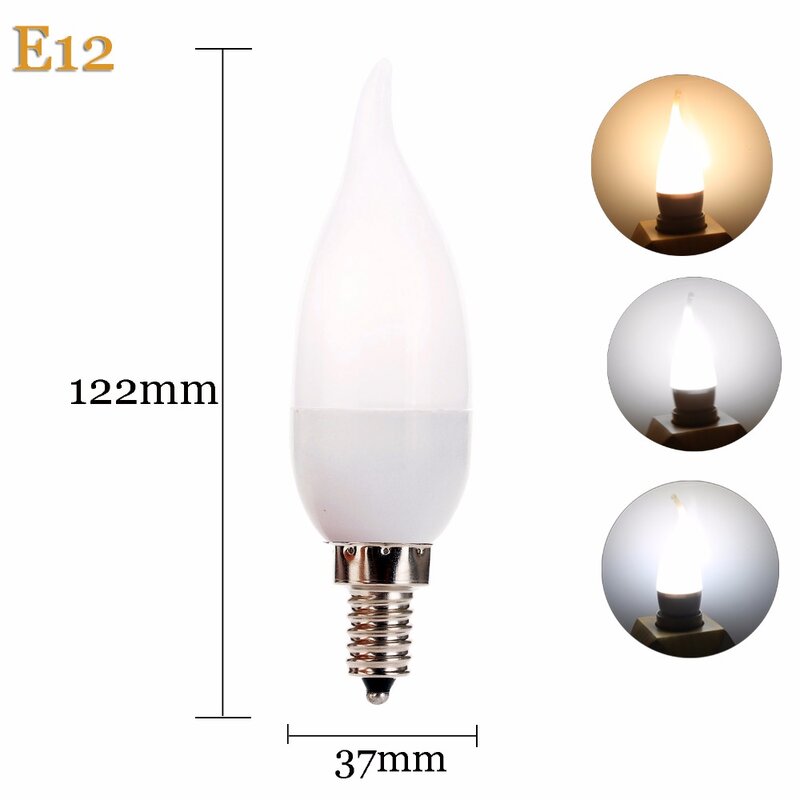 3W عكس الضوء E14 E27 B22 B15 LED مصباح بالشمع توفير الطاقة مصباح ليد مصباح نجف مصباح بالشمع s مصابيح إضاءة زينة الدافئة/أبيض