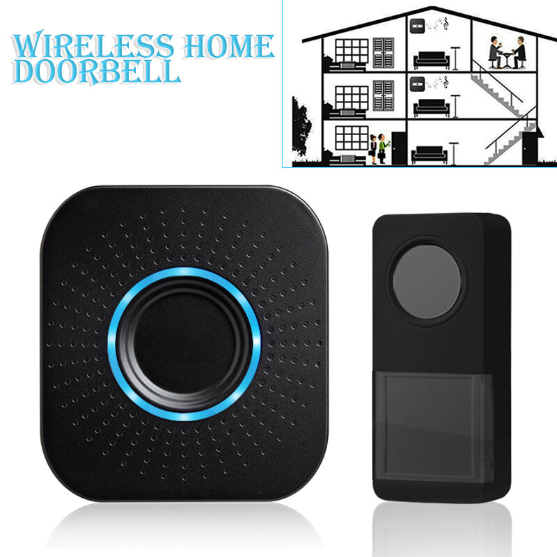 Blue LED Smart Wireless Doorbell Waterproof Door Chime 300M Long Distance Transmission Doorbell 25-85 db Home Smart Accessories