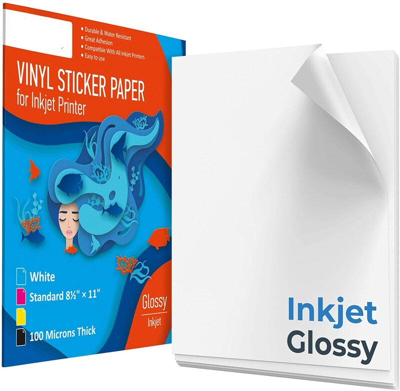 50 Vellen A4 Vinyl Sticker Papier Voor Inkjet Printer Glossy Wit Zelfklevende Stickers Label Waterdichte Sticker Vel Papier