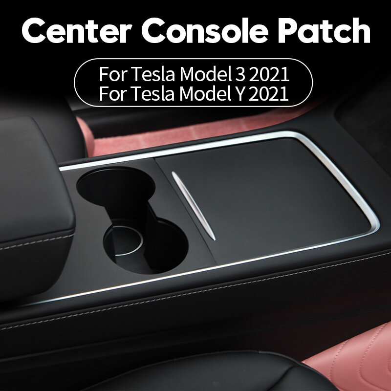 Tplus Central Control Panel Patch For Tesla Model 3  Y 2021 Carbon Fiber Wood Grain Interior Accessories Protective Decorative