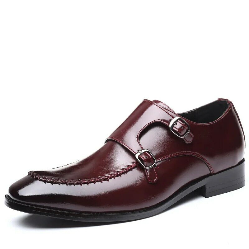 Sapatos masculinos novos moda casual negócios all-match clássico cor sólida plutônio fivela dupla costura confortáveis sapatos monge 3kc375