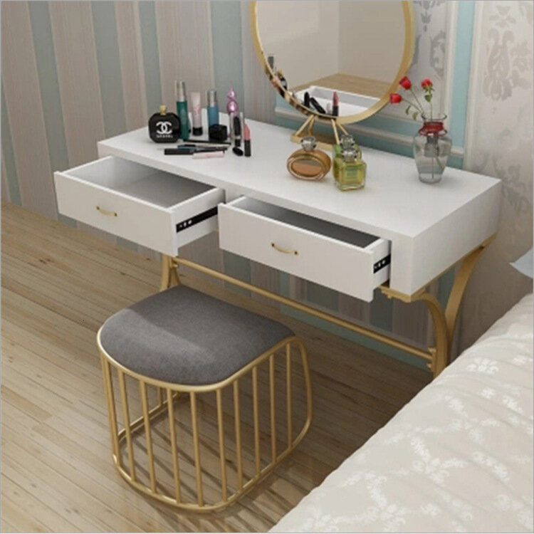 Armário de ferro forjado moderno conciso pequeno apartamento layout mini-assado pintura maquiagem mesa simples e fácil cômoda montar