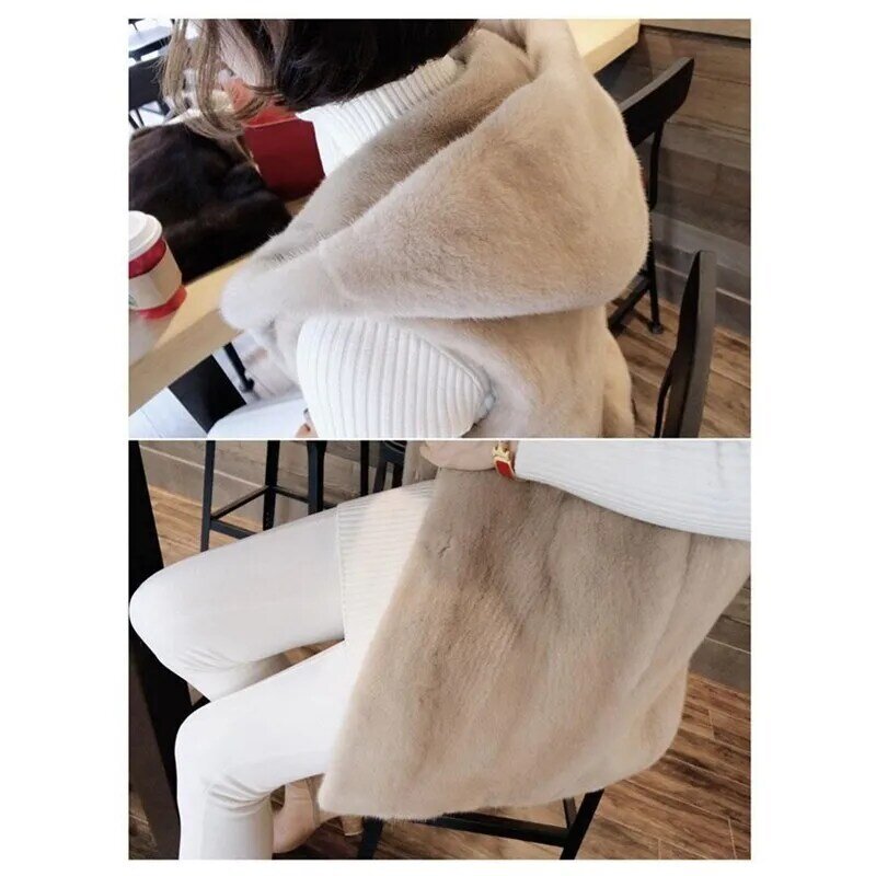 Moda colete de pele do falso mulheres sem mangas jaqueta 2021 outono inverno colete colete casual casaco de pele com capuz plus size teddy coat