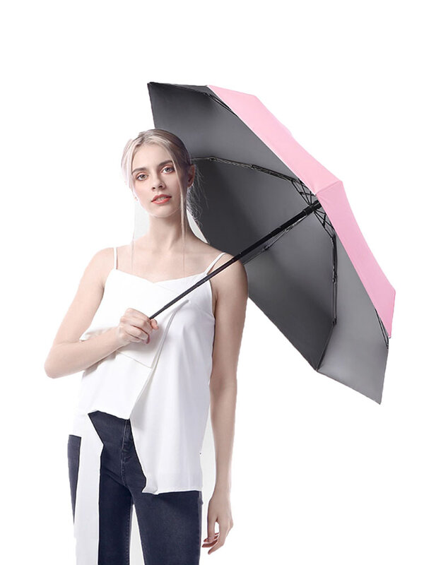 Five-holding sun umbrella sun protection UV folding umbrella female sunshade rain dual-use capsule compact portable pocket