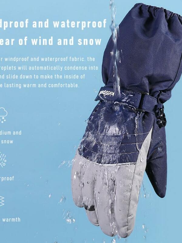 ใหม่ฤดูใบไม้ร่วงและฤดูหนาวเด็กกลางแจ้งขี่ถุงมือสกี Windproof กันน้ำหนา Built-In กระเป๋ากันน้ำถุงมือ...