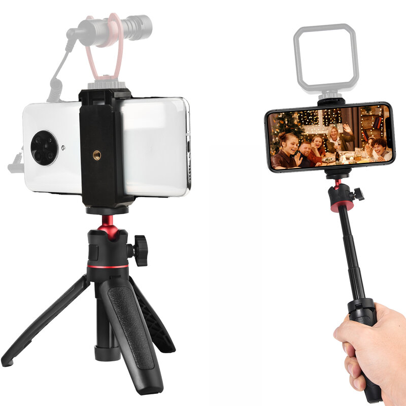MT-08 전화 미니 삼각대 마이크 카메라 비디오 LED 라이트 Vlog 채우기 라이트 라이브 콜드 슈 전화 마운트 홀더 DSLR SLR 용