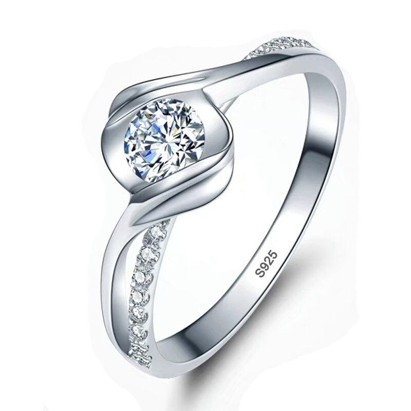 YANHUI ใหม่แท้925เงินสเตอร์ลิงแหวน Zirconia อัญมณีงานแต่งงานของขวัญเครื่องประดับสำหรับผู้หญิงภรรยาแ...