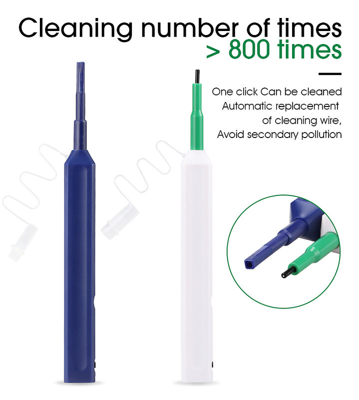 Ferramenta de limpeza one touch, caneta de limpeza 1.25mm e 2.5mm, limpador de fibra ótica de limpeza 800