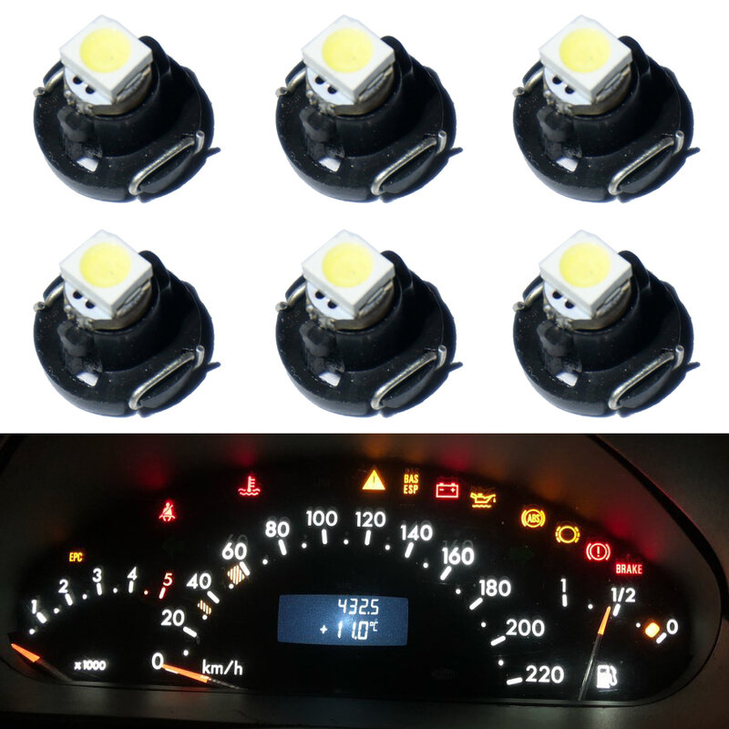 6x t3 led 3528 1210 smd carro calibres luzes do painel automático luz traço lâmpada cluster lâmpadas para carro dc12v 6 cores