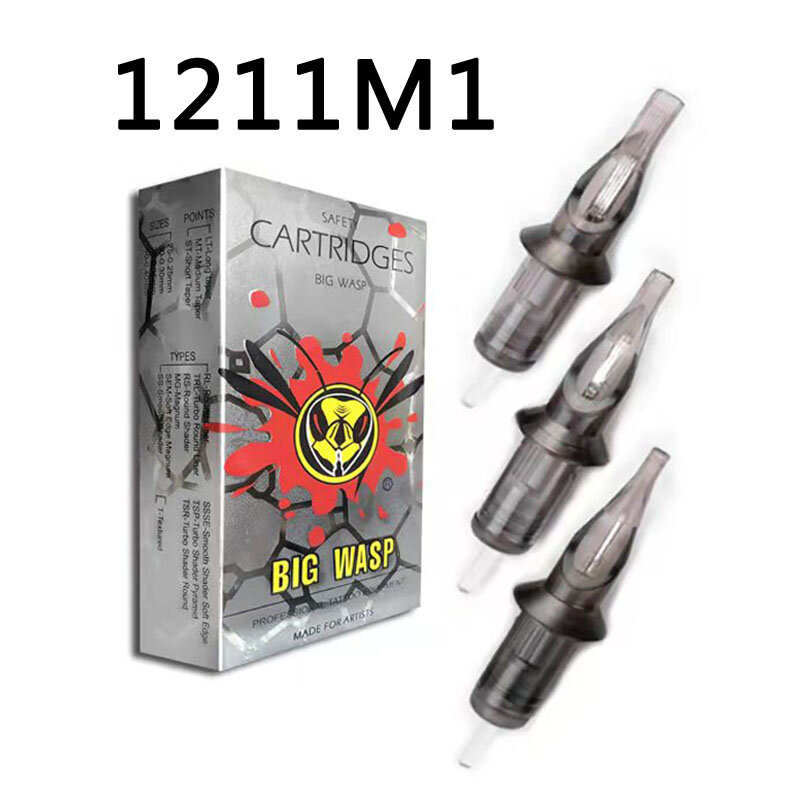 BIGWASP 1211M1 Tattoo Needle Cartridges #12 Evolved (0.35mm) Magnums (11M1) for Cartridge Tattoo Machines & Grips 20Pcs