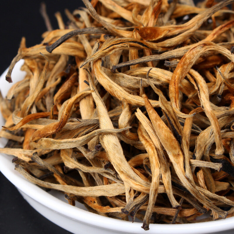 Dian-Hong-ชายูนนาน Fengqing สีดำ,ชาน้ำผึ้งหอม Big Golden Bud ผ้าไหมสีทอง Single Bud บำรุงกระเพาะอาหารชา