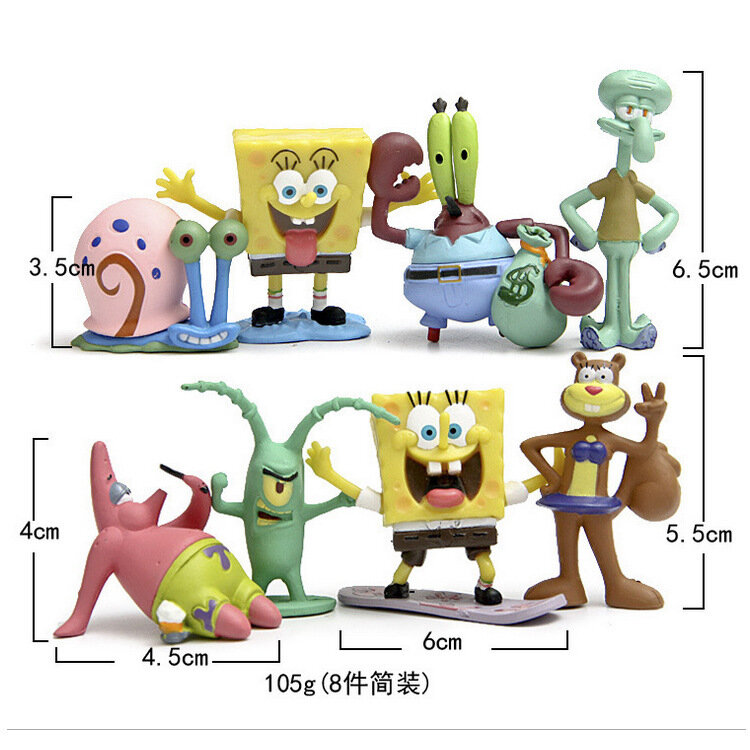 FIGURA DE ACCIÓN DE Sponge Gary Patricio para niños, juguete de Pvc, figura de Squidward Bob, modelo de escena, adornos, juguetes de Anime, Decoración de cumpleaños