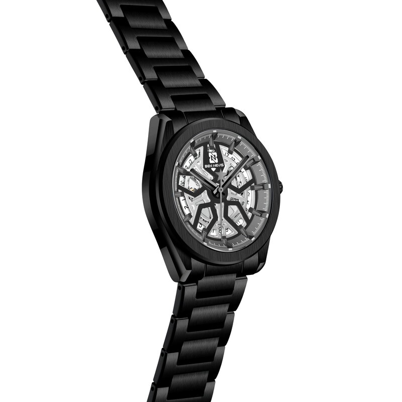 ブランドデザイン高級機械式腕時計スケルトンダイヤル顔ステンレスbackcaseメンズビジネス自動鋼腕時計時間