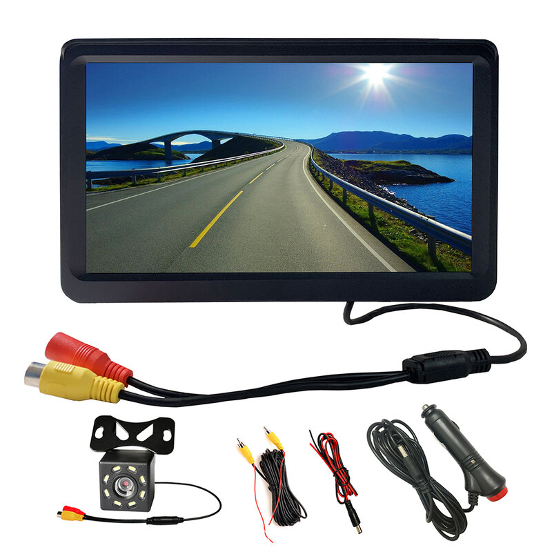 7 inch TFT LCD Screen Car Monitor HD 1024*600 Reversing Parking Monitor with Rearview Camera Optional Video Security Monitor