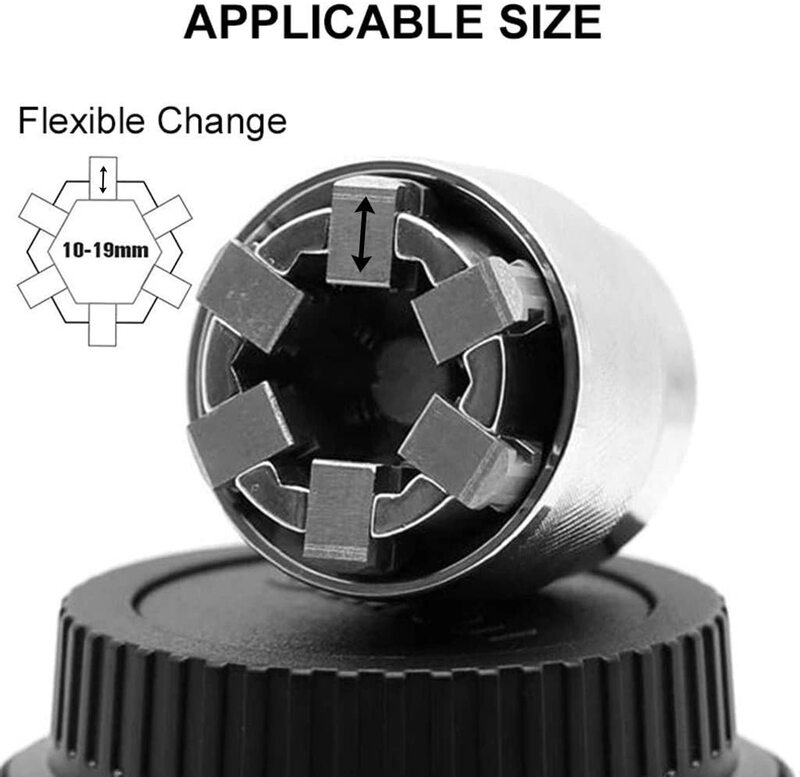 Llave de tubo Universal ajustable, adaptable, adaptable, multitaladro, adaptador de enchufe compatible con cualquier llave de accionamiento estándar de 3/8"