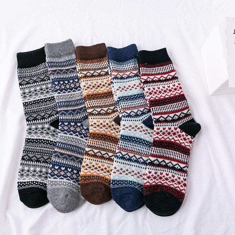 Chaussettes en laine épaisse pour hommes, chaussettes parfumées chaudes, chaussettes lapin d'hiver, 5 paires