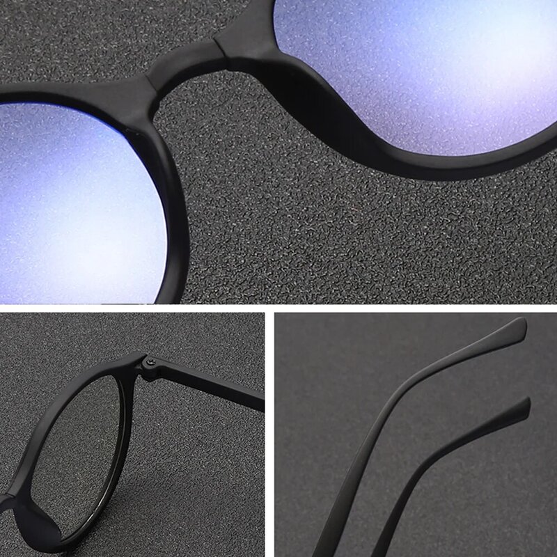 Lunettes rondes Anti-lumière bleue pour femmes et hommes, monture de lunettes Vintage, verres clairs, mode noir mat, rétro en option