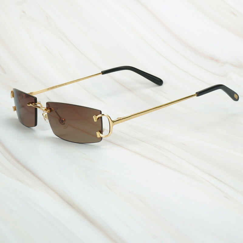Vintage Sunglasses Men Luxury Brand Sunglass for Men Carter Sun Glasses Rimless Shades Wholesale Retro Eyewear for Women Driving