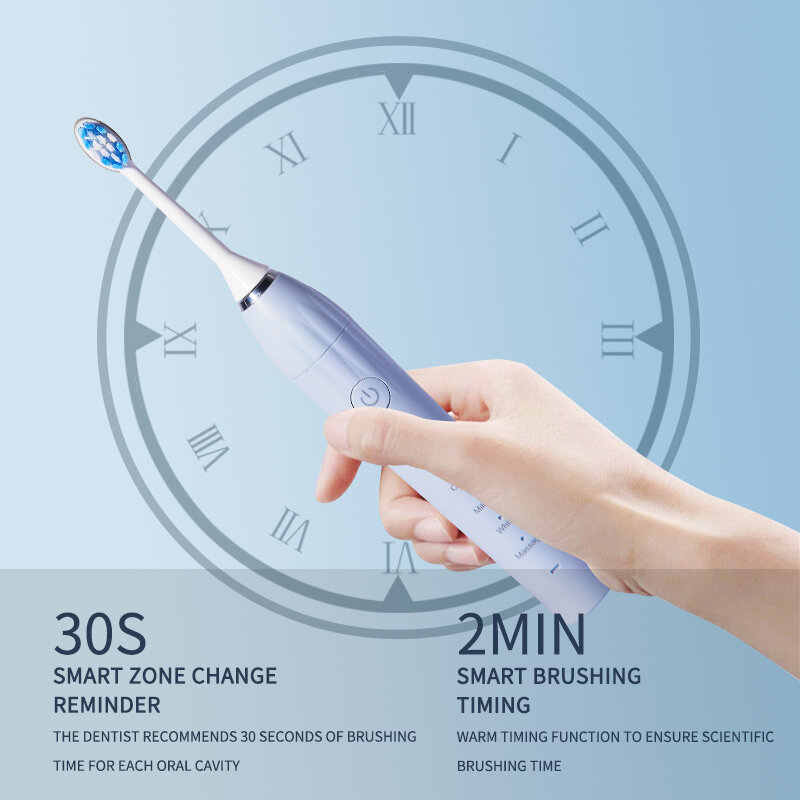 Bayakang ultrassônica escova de dentes elétrica 4 modos limpeza inteligente timing ipx7 à prova dwaterproof água dupont cerdas indução carregamento