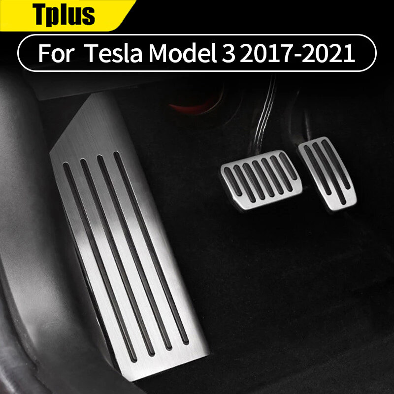 Placa de Almohadilla de Pedal modificada para reposapiés de coche Tesla modelo 3 2017-2021, acelerador de aleación de aluminio, accesorios de Pedal de freno