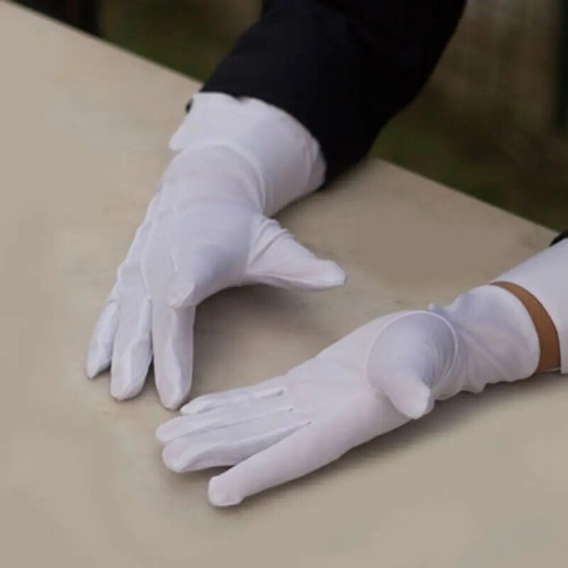 UnisexถุงมือสีขาวMagician Honor Guardป้องกันมือFull Fingerอย่างเป็นทางการTuxedoมารยาทแผนกต้อนรับParadeแรงงานInsurancen