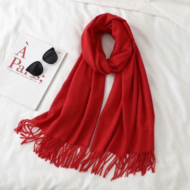 Scarf Female Autumn And Winter New Korean Version Baitao Imitated Cashmere Long Chinese Red Warming And Thickening Shawl