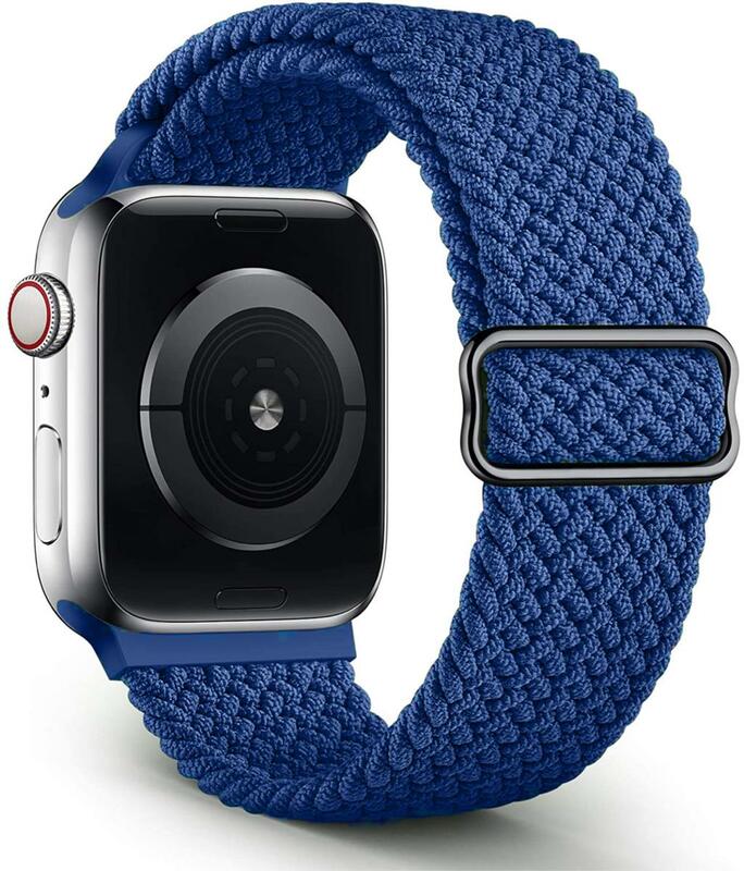 Loop solo trançado para apple watch, 44mm, 40mm, 38mm, 42mm, tecido de nylon, cinto elástico, pulseira iwatch series 3, 4, 5, se, 6