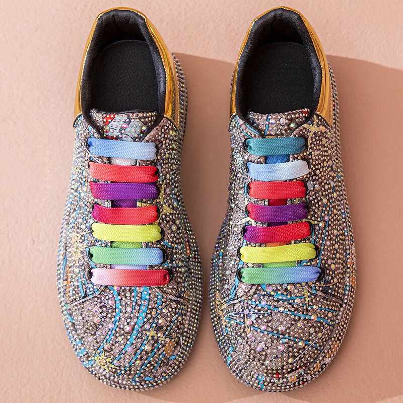AIYUQI-zapatillas de deporte de talla grande para mujer, mocasines con diamantes de imitación, a la moda, con plataforma, brillantes, 2021