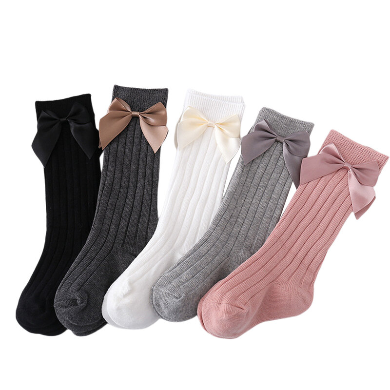 Новые детские носки Imcute с большим бантом на осень и зиму, повседневные Мягкие и милые однотонные гетры