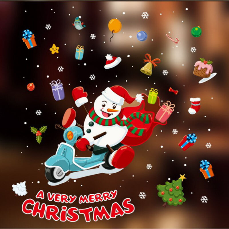ميلاد سعيد عيد الميلاد الديكور ملصقات لا لاصق كهرباء الزجاج ملصقا سعيد السنة الجديدة نافذة الباب ديكور لوازم