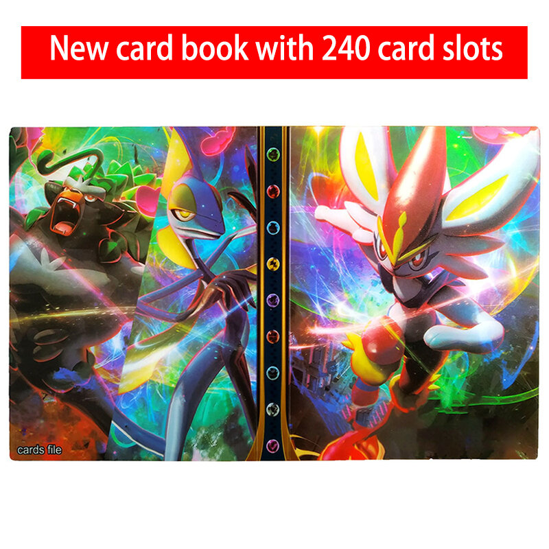 Album porte-cartes de collection de cartes Pokémon pour enfant, jouet cadeau, livre, dessin animé, 240 pièces,