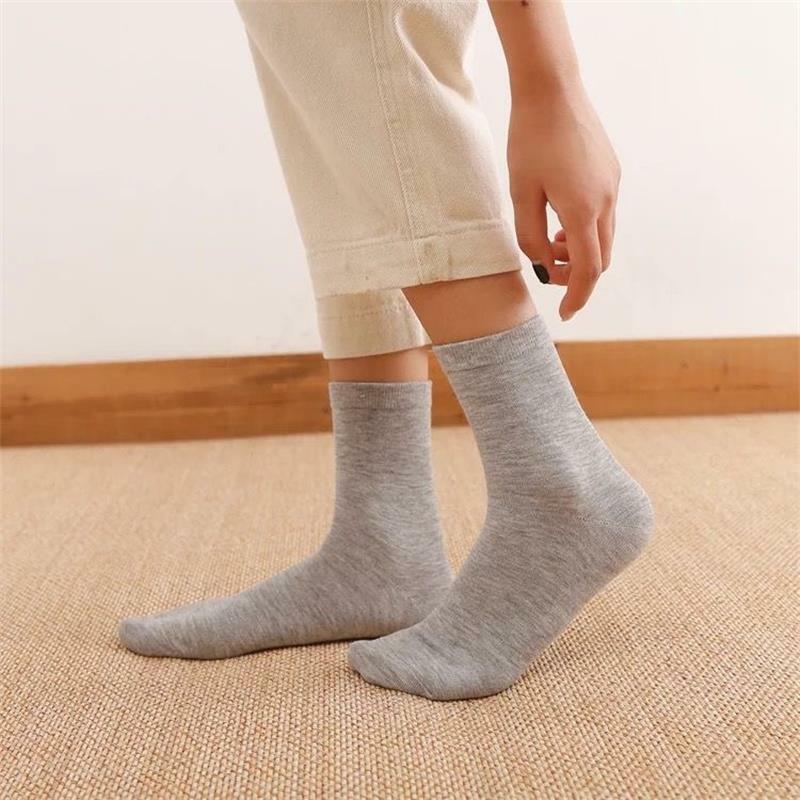 Calcetines deportivos para hombre de otoño invierno cómodos y transpirables, calcetín grueso de color sólido, lote de 10 pares