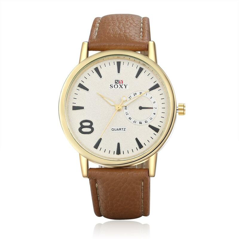 Relógio de quartzo masculino pulseira de couro aço inoxidável caso masculino relógio de quartzo barato marca moda masculino soxy grande dial simples