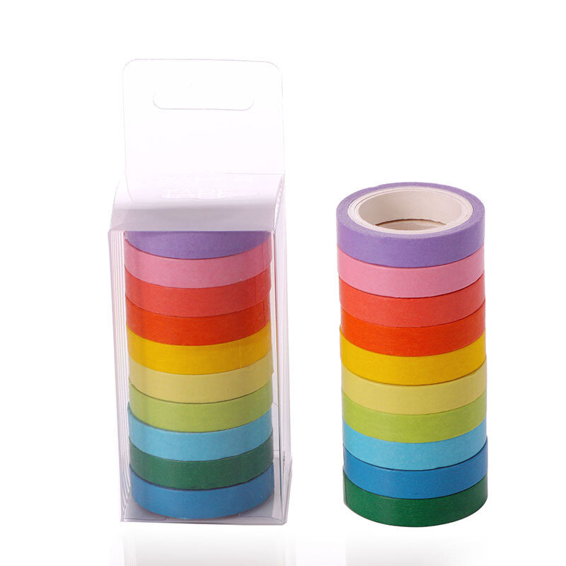 10 PCS Candy Color Washi Tape Scrapbooking Christmas washi Gift packaging Masking Tape for Art Journal,/birthday decoration