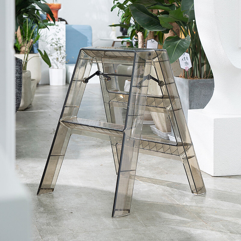 Folding Aluminium Ladders Chair Multifunctional Telescopic Ladder Nordic Acrylic Indoor Anti-Skid Three-Step Herringbone Ladder