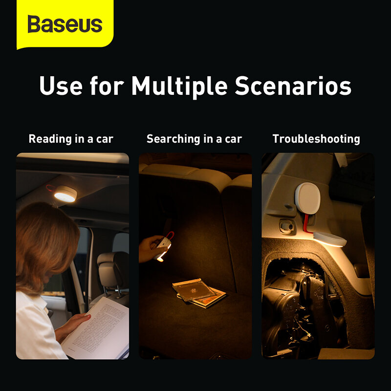 BaseusแบบพกพาNight Lightโคมไฟสำหรับรถยนต์/บ้านโคมไฟแม่เหล็กขนาดเล็กรถฉุกเฉินLight Nightlight