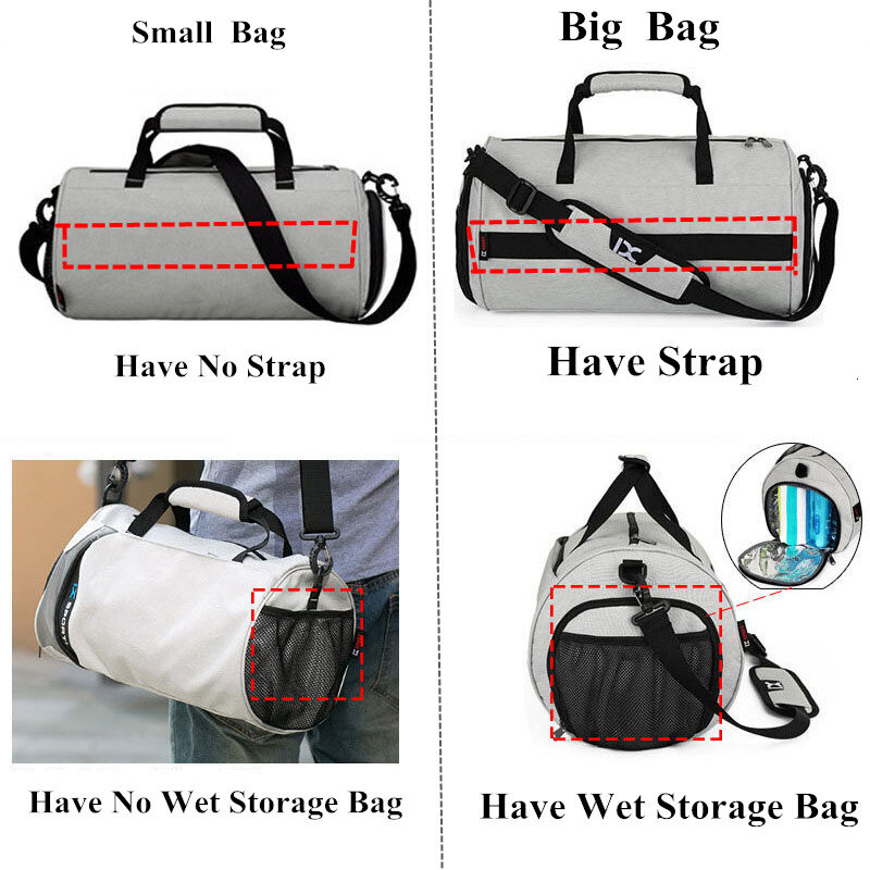 Tas Olahraga Pria untuk Latihan Kebugaran Luar Ruangan Tas Olahraga Travel Multifungsi Tas Pemisahan Basah Kering Tas Olahraga