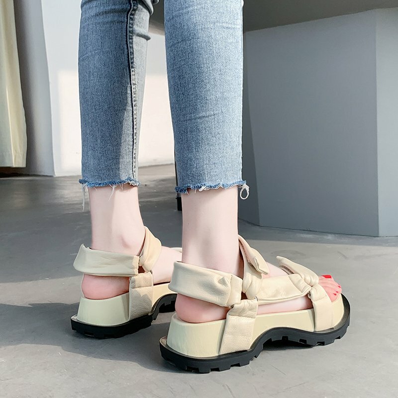 Новинка лета 2021, модные простые однотонные женские сандалии, повседневная женская обувь