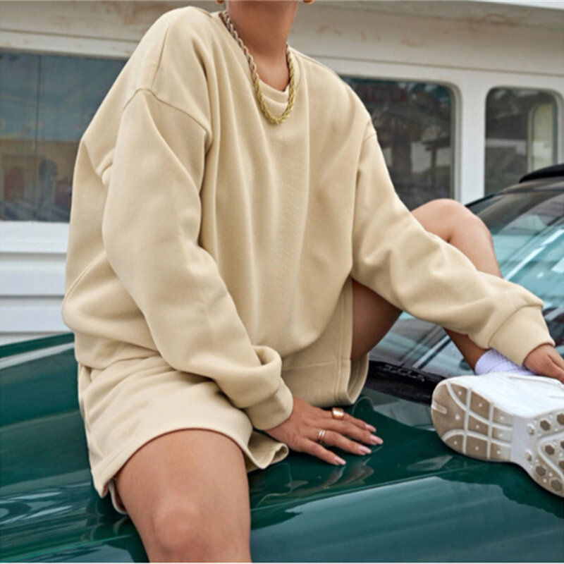 Dwuczęściowy zestaw dla kobiet dres codzienny z litego materiału spodenki damskie wiosenny i jesienny nowy sweter modne spodnie dresowe stroje