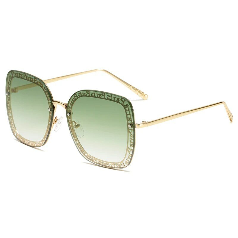 Neue Marke Design Mode Sonnenbrille Frauen Metall Randlose Übergroßen sonnenbrille Dame Luxus Sonnenbrille UV400 Shades Oculos de sol