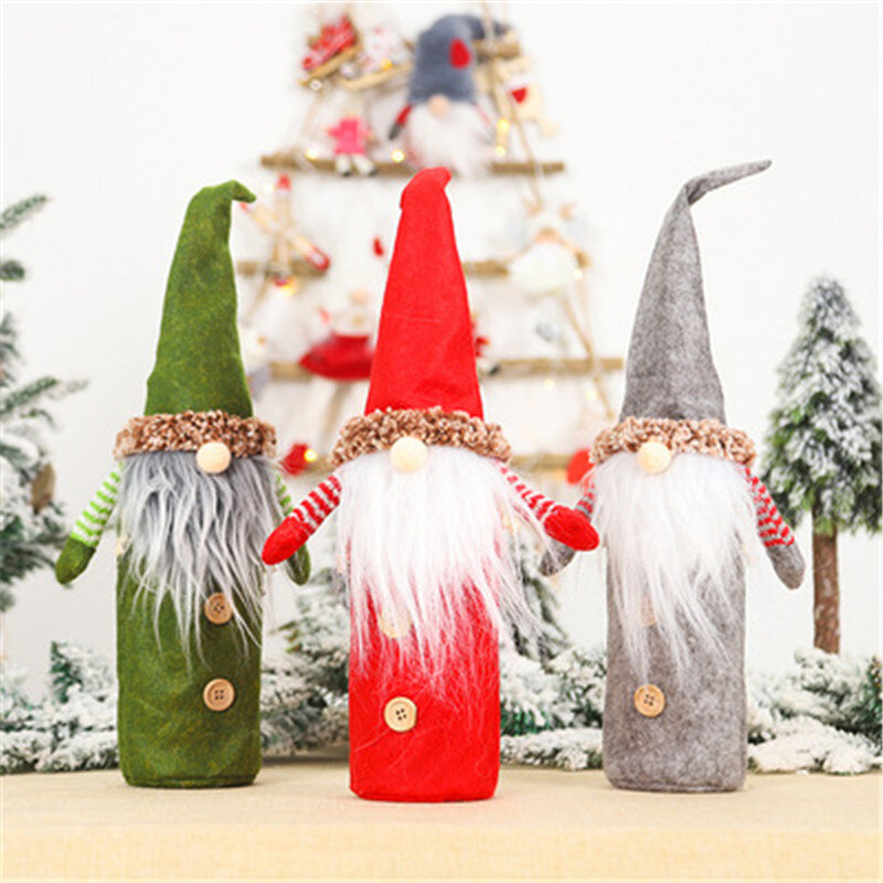 Vrolijk Kerstfeest Wijnfles Cover Party Ornament Decor Voor Home Party Diner Mini Jas Rooster Fles Fles Zak Nieuwe Jaar gift