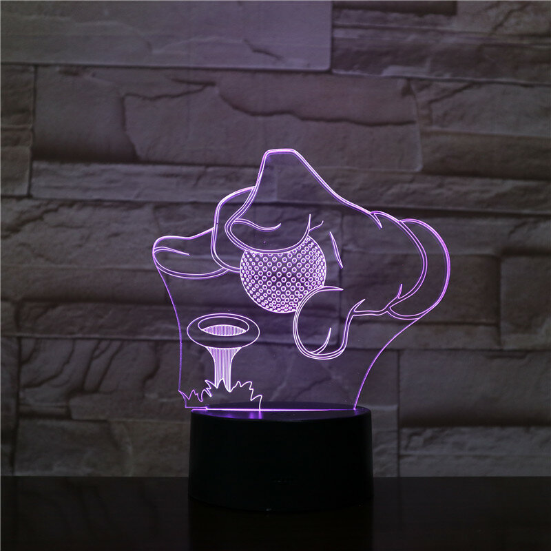 Lampada da tavolo a forma di pallina da Golf 3D LED Night Light 7 cambia colore Touch Switch lampada da tavolo con cavo USB come decorazione della stanza o regalo del Club 1719