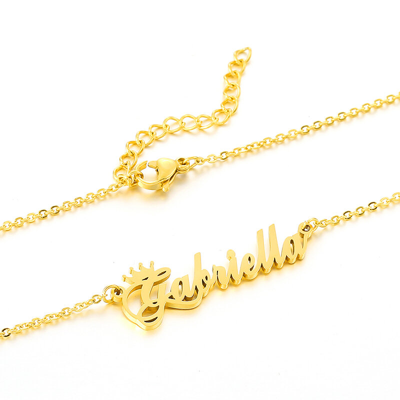 Collar con nombre personalizado para mujer, gargantilla de cadena de oro con letras personalizadas, colgante de placa con nombre de acero inoxidable, joyería de moda para regalo