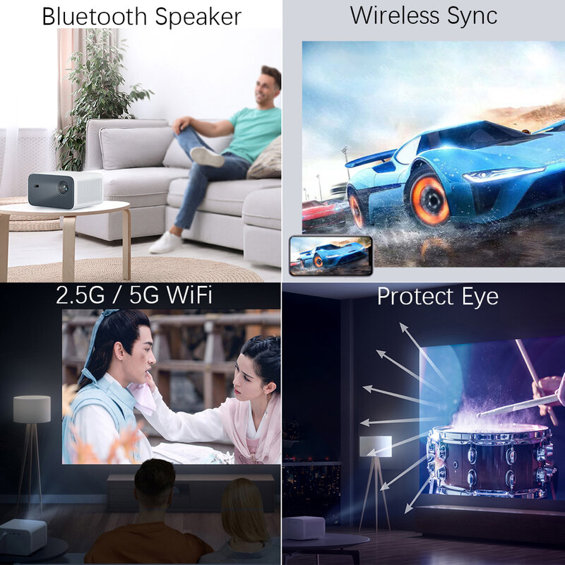 Xiaomi Mijia Projector 2 Mini Draagbare Projector 800 Ansi Auto Keystone Correctie Home Theater Ondersteuning 4K Video Wifi Led beamer