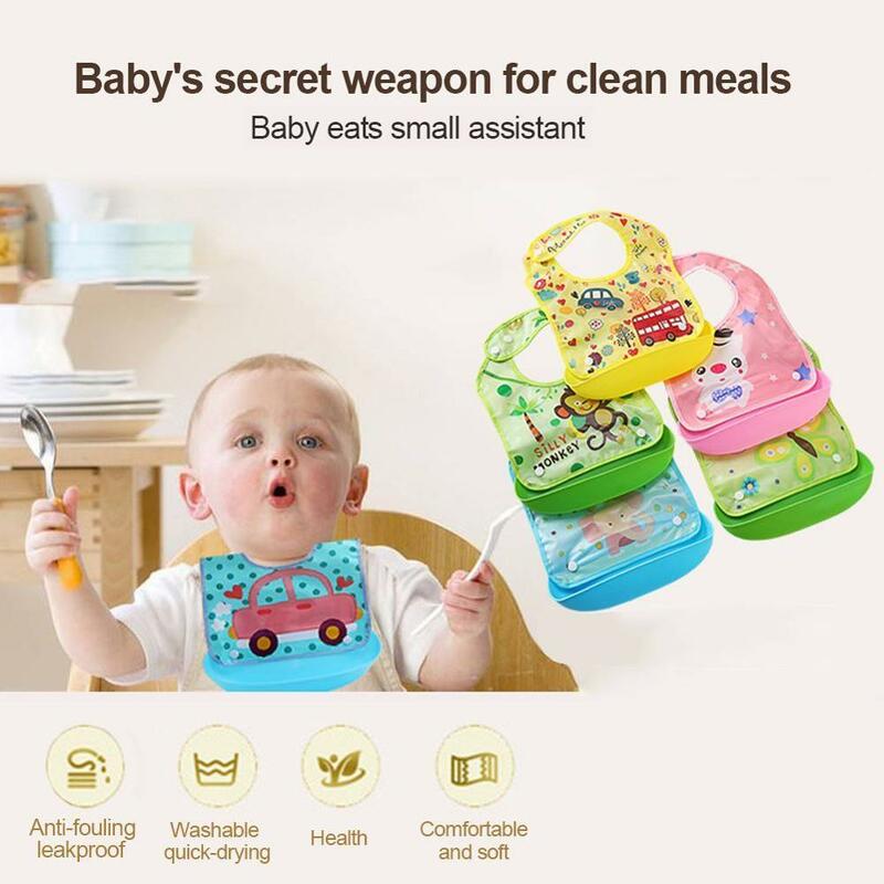 Imitação de silicone À Prova D' Água Bebê bib Almoço Babadores da Alimentação do bebê Alimentação Do Bebê Dos Desenhos Animados Crianças Pano Do Bebê Avental