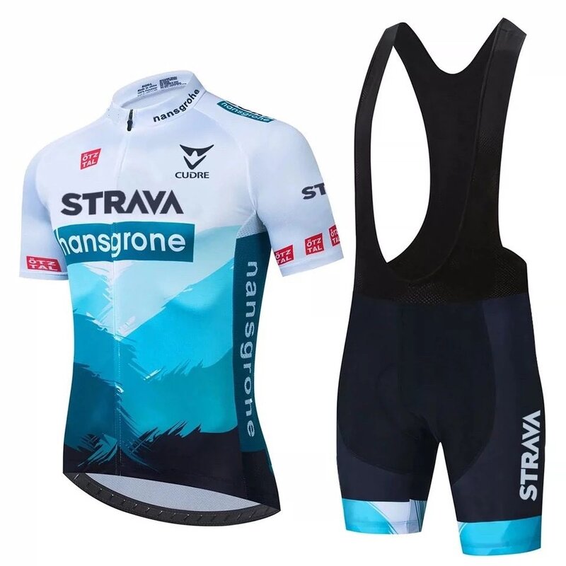 Maglia da ciclismo STRAVA Set da uomo pantaloncini con bretelle Set 2021 tuta da Mountain Bike estiva tuta da bici Anti-UV Team Racing Uniform Clothes