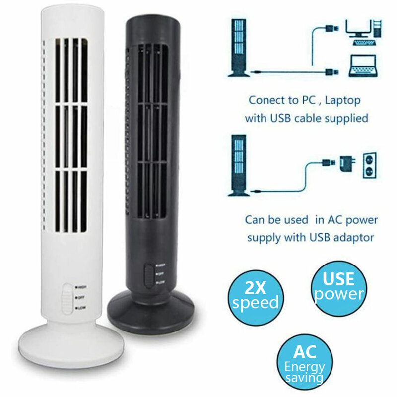 Mini ventilador de ar condicionado usb portátil, ventilador, controle completo, verão, elétrico, vertical, torre sem lâminas, ventilador para escritório doméstico