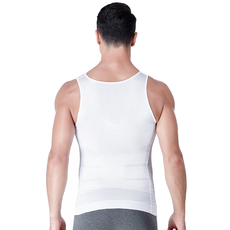Утягивающая Мужская рубашка для фитнеса, Облегающая рубашка, майка без рукавов с правильной осанкой, утягивающий жилет для груди