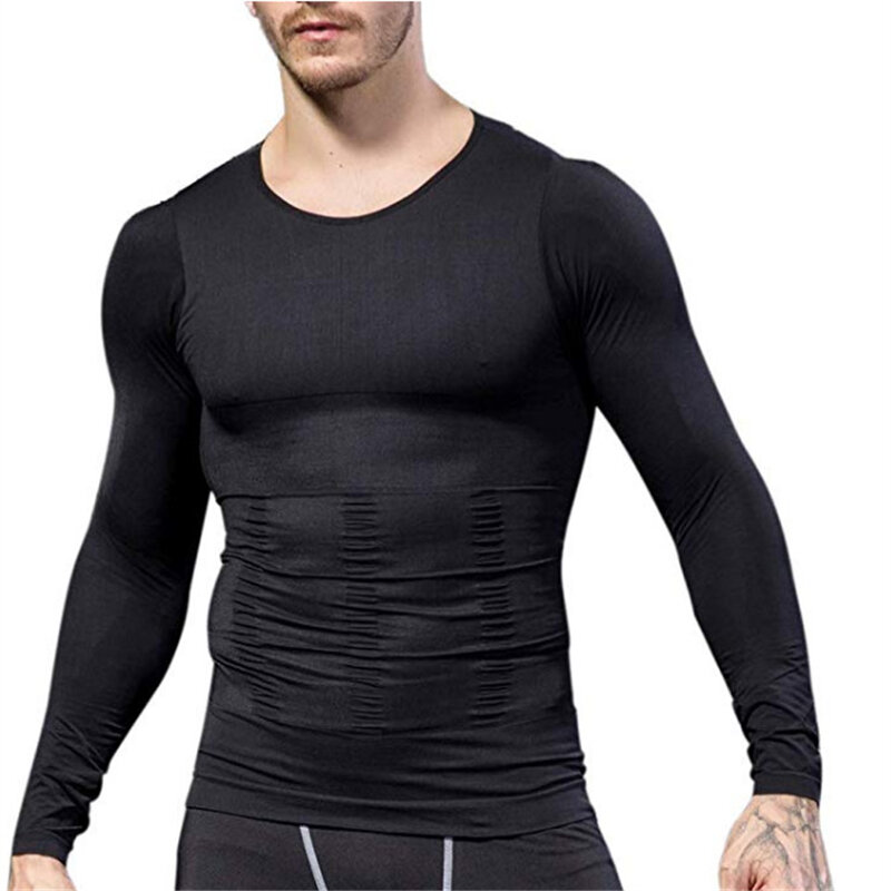 Männer Abnehmen Body Shaper Taille Trainer Weste Bauch-steuer Haltung Hemd Zurück Korrektur Bauch Langarm Top Shapewear